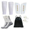 Kit de Futebol 5 Peças com Caneleiras, Meias, bandagens e Bolsa – Proteção e Conforto para Treinos
