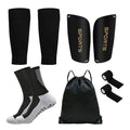 Kit de Futebol 5 Peças com Caneleiras, Meias, bandagens e Bolsa – Proteção e Conforto para Treinos